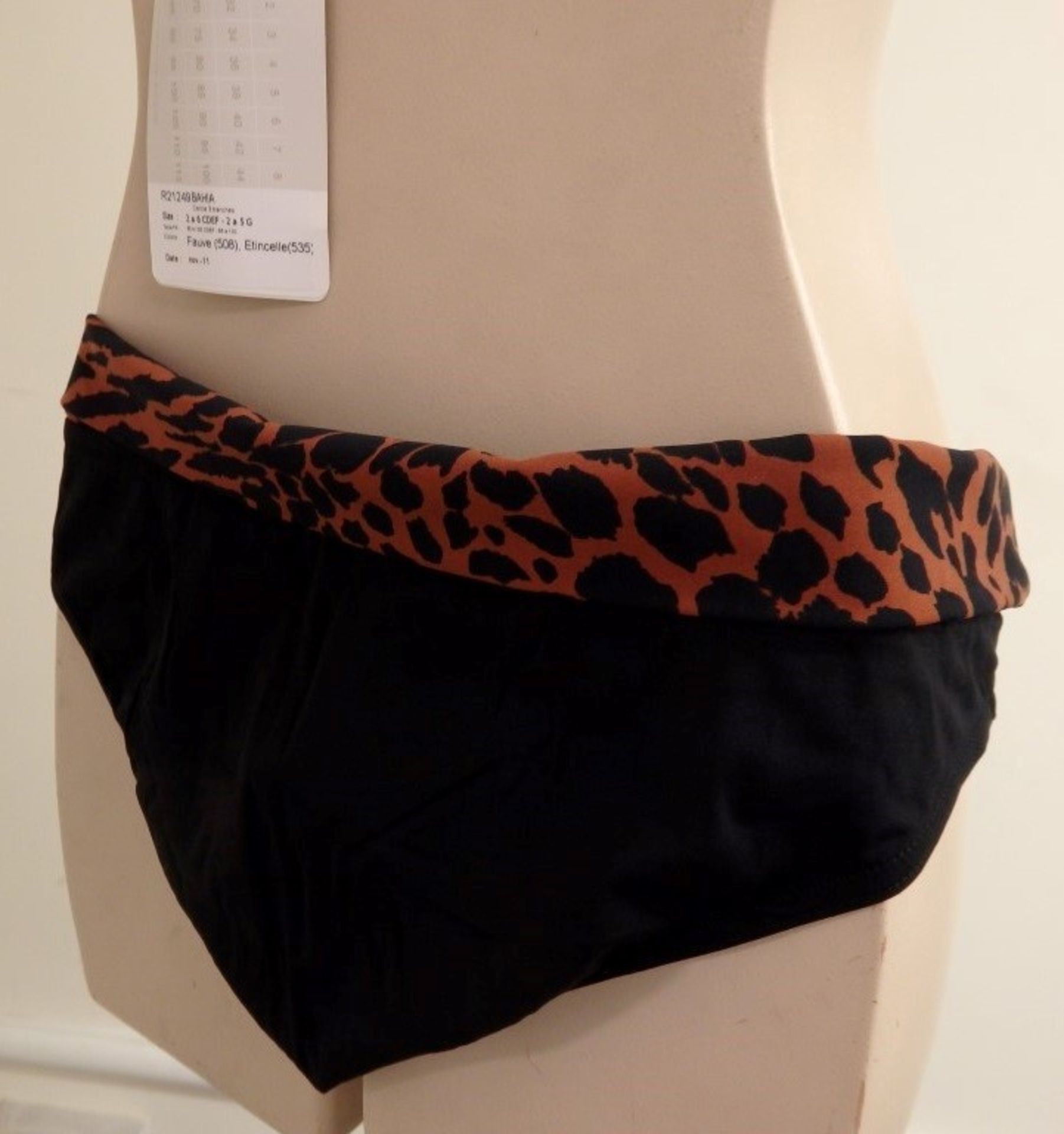 1 x Rasurel - Black/Tan Leopard and Stripe - Bahia Bikini - R21249 - Size 2C - UK 32 - Fr 85 - EU/ - Image 9 of 9