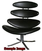 1 x Voga Corona Lounge Chair - Inspired by Poul Volther - Black Aniline Leather With Chrome Swivel
