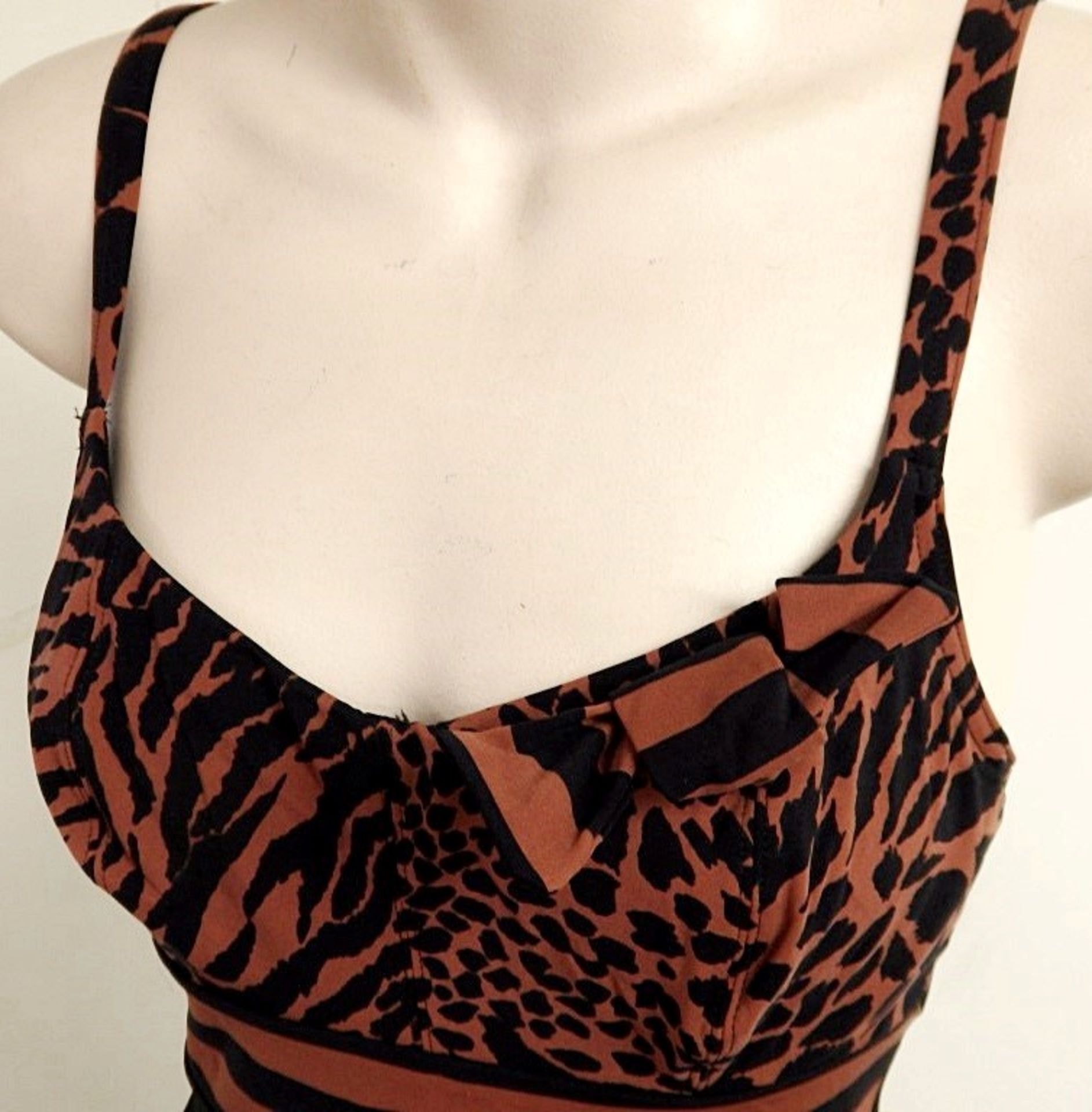 1 x Rasurel - Black/Tan Leopard and Stripe - Bahia Swimsuit - R21235 - Size 2C - UK 32 - Fr 85 - - Image 6 of 7