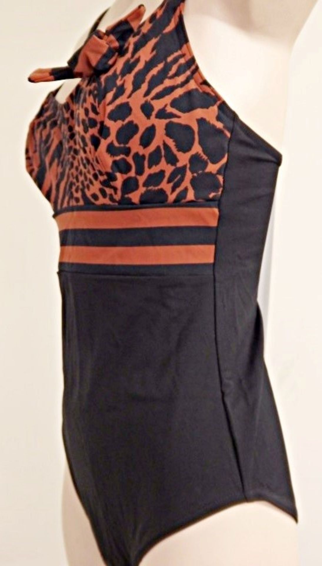 1 x Rasurel - Black/Tan Leopard and Stripe - Bahia Swimsuit - R21235 - Size 2C - UK 32 - Fr 85 - - Image 5 of 7