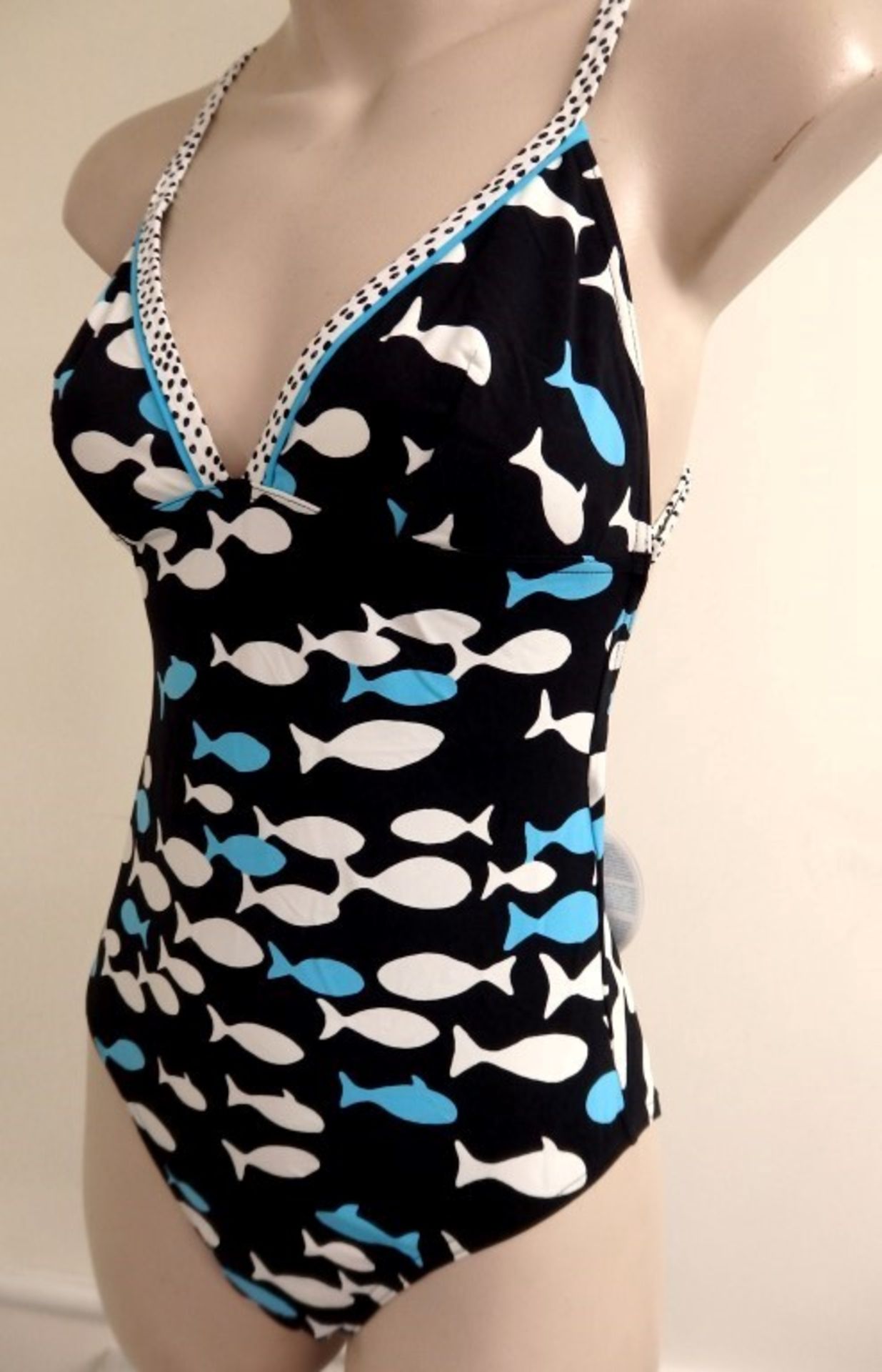 1 x Rasurel - Navy/White/Sky - Piranha Swimsuit - B20431 - Size 2 - UK 32 - Fr 85 - EU/Int 70 - Ref: - Image 11 of 17