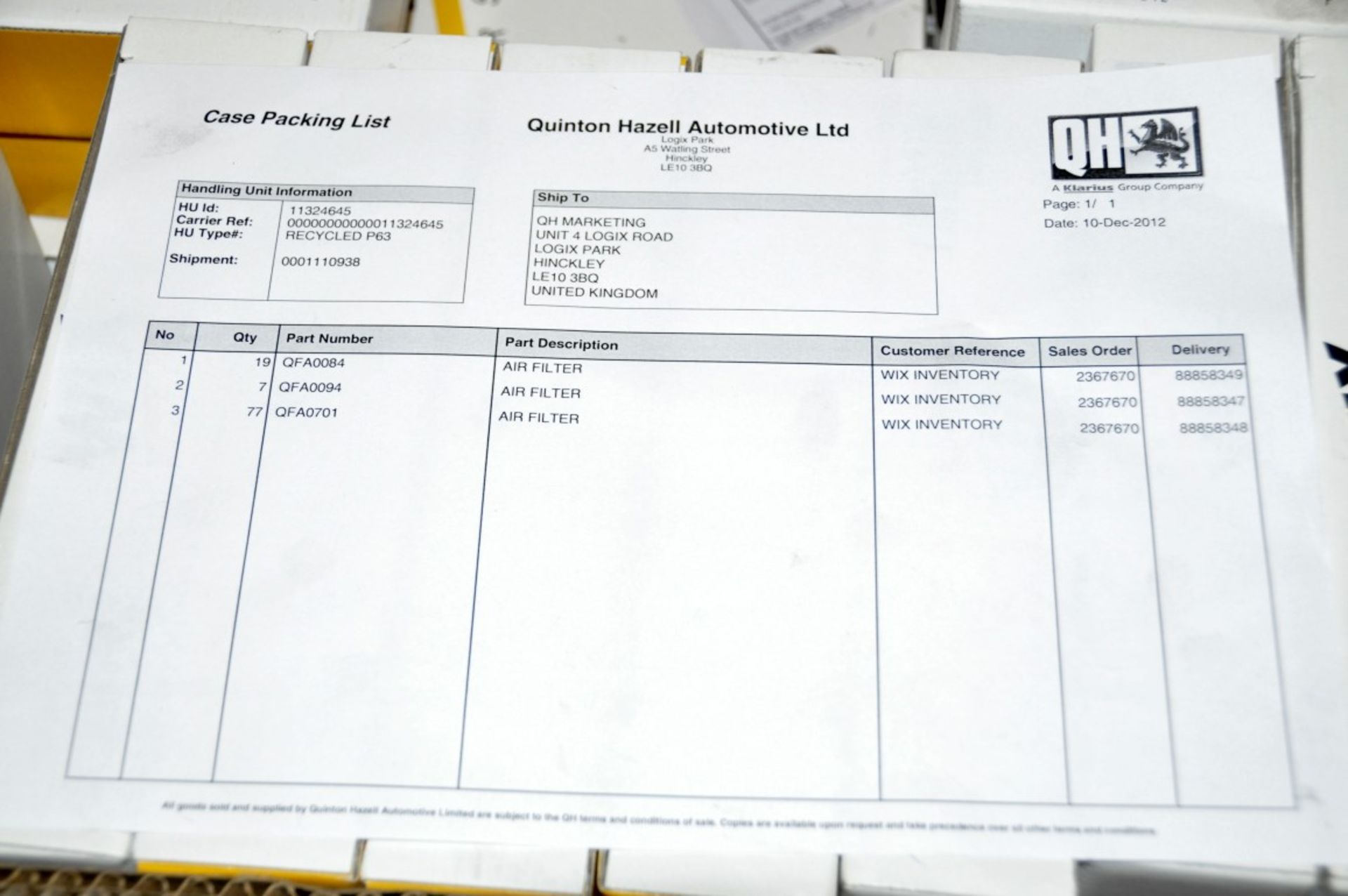 **Pallet Job Lot** Approx 103 x "Wix" Air Filters – CL045 - New / Unused Stock - Wix008  - Location: - Image 7 of 7