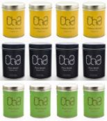 360 x Tins of CHA Organic Tea - PURE BLACK, GOLDEN MANGE AND PURE GREEN - 100% Natural and Organic -