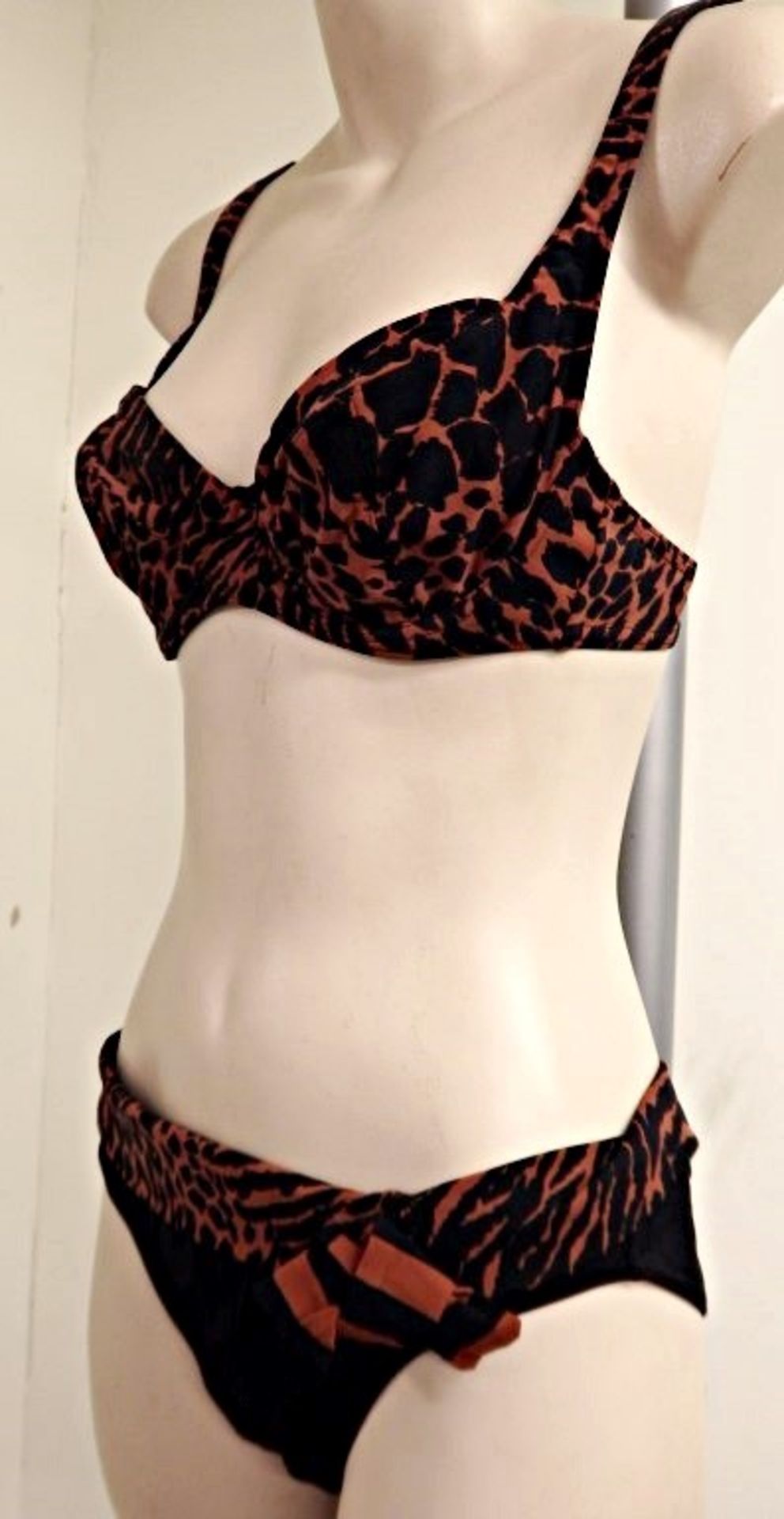 1 x Rasurel - Black/Tan Leopard and Stripe - Bahia Bikini - R21249 - Size 2C - UK 32 - Fr 85 - EU/ - Image 3 of 9