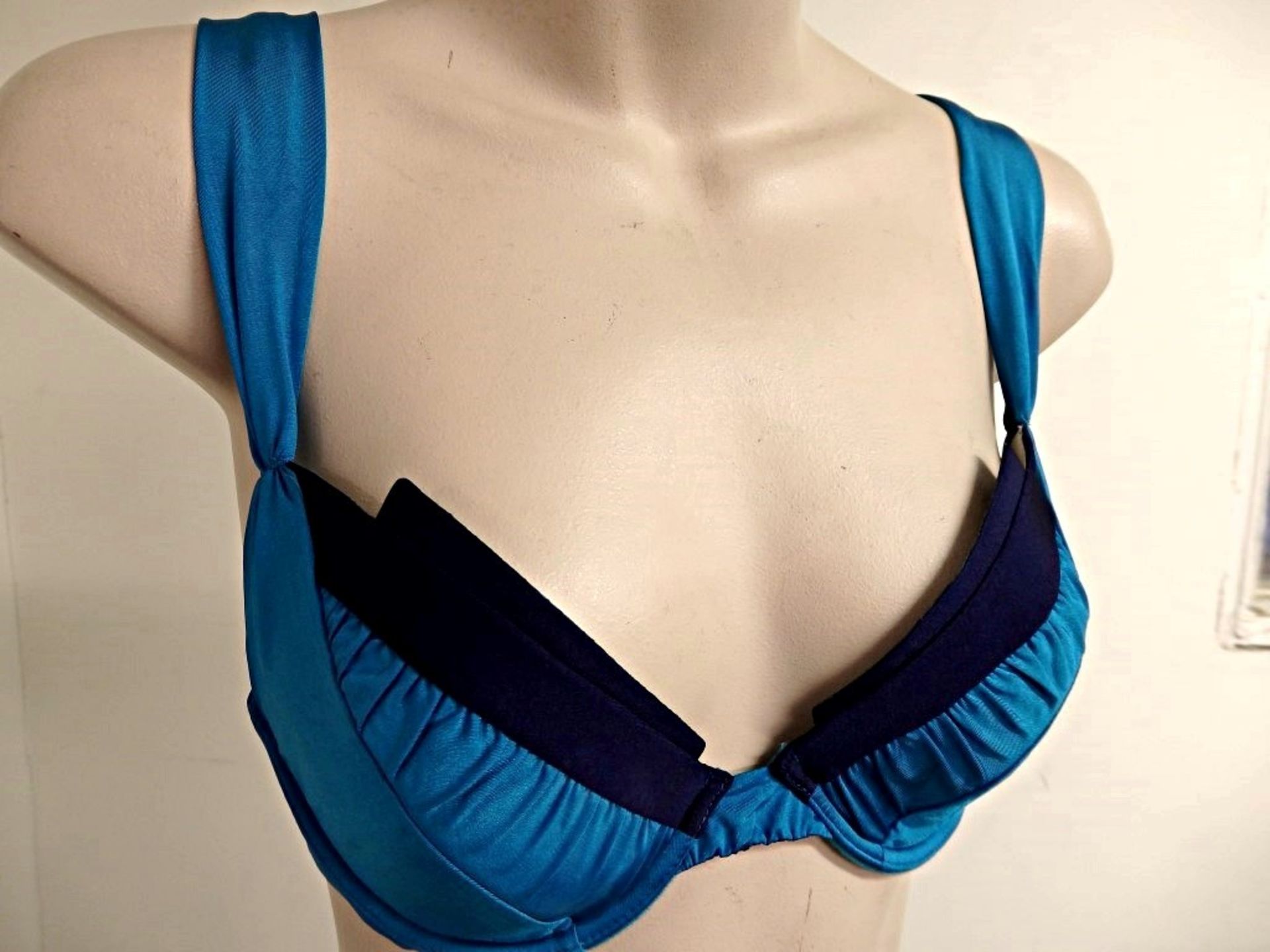 1 x Rasurel - Turquoise/Navy trim - Sorrento Push up Bikini - R20345 - Size 2C - UK 32 - Fr 85 - - Image 4 of 6