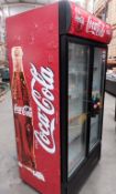 1 x Oversized 2-Door "Coca-Cola" Merchandiser Refrigerator - Model: TRUE GDM 35 - 991Ltr - Glass
