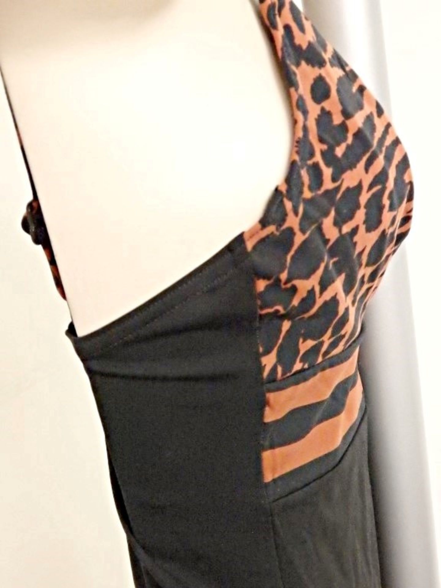 1 x Rasurel - Black/Tan Leopard and Stripe - Bahia Swimsuit - R21235 - Size 2C - UK 32 - Fr 85 - - Image 2 of 7