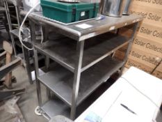 1 x Stainless Steel Catering Shelving Unit with 4 x Large Castors - 122cm x 61cm x height 130cm -