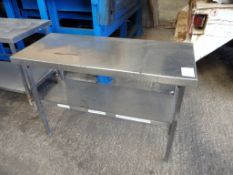 1 x Stainless Steel Commercial Kitchen Prep Bench With Undershelf and Overshelf - CL057 - H84 x W122