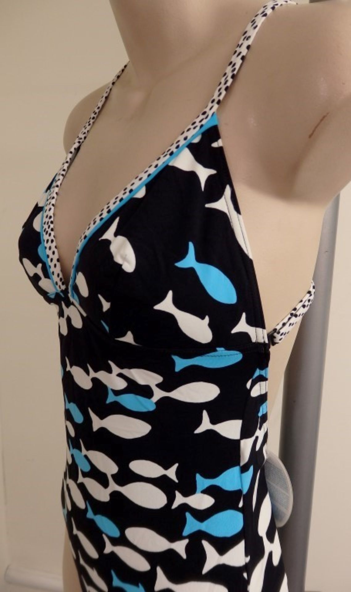 1 x Rasurel - Navy/White/Sky - Piranha Swimsuit - B20431 - Size 2 - UK 32 - Fr 85 - EU/Int 70 - Ref: - Image 9 of 17