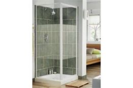 3 x Simpsons Supreme Pivot Shower Doors With Side Panels - 600x600mm - White and Clear - Brand New