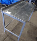 1 x Stainless Steel Commercial Kitchen Prep Bench With Undershelf and Overshelf and small splashback