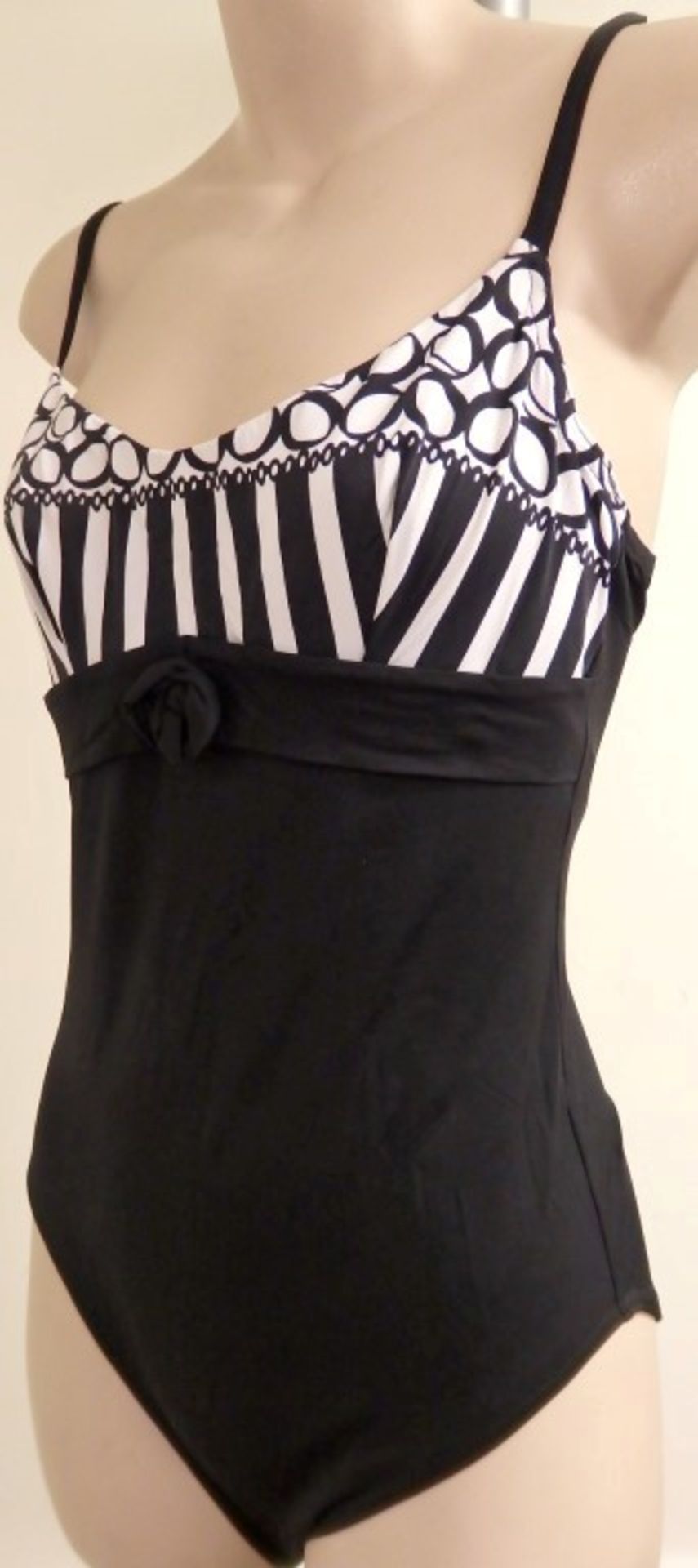 1 x Rasurel - Black/White patterned - Borneo Swimsuit - R20435 - Size 2C - UK 32 - Fr 85 - EU/Int 70