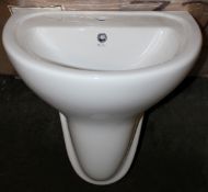 1 x Vogue Bathrooms KAMARA Single Tap Hole ONE PIECE SINK BASIN / PEDESTAL - 600mm Width - Brand New