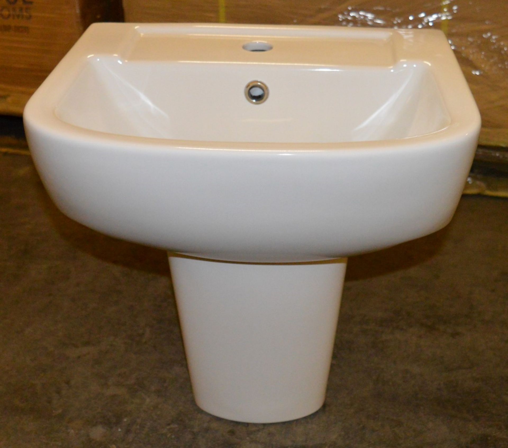 1 x Vogue Bathrooms ZERO Two Tap Hole SINK BASIN With Semi Pedestal - 550mm Width - Brand New