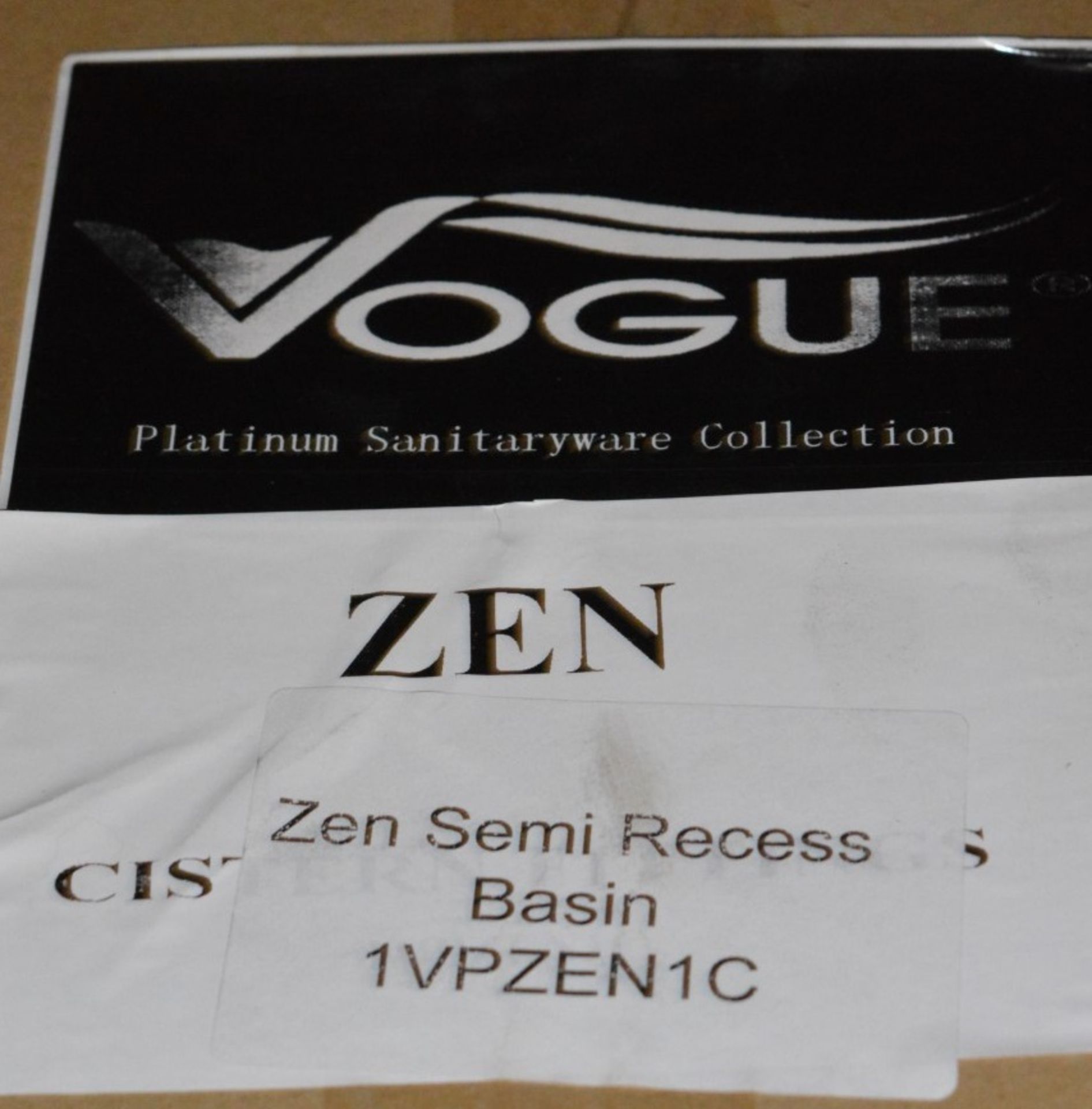 1 x Vogue Bathrooms ZEN Single Tap Hole SEMI RECESSED SINK BASIN - 550mm Width - Brand New Boxed - Image 2 of 5