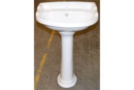 20 x Vogue Bathrooms ARBURY Two Tap Hole SINK BASINS With Pedestals - 580mm Width - Brand New