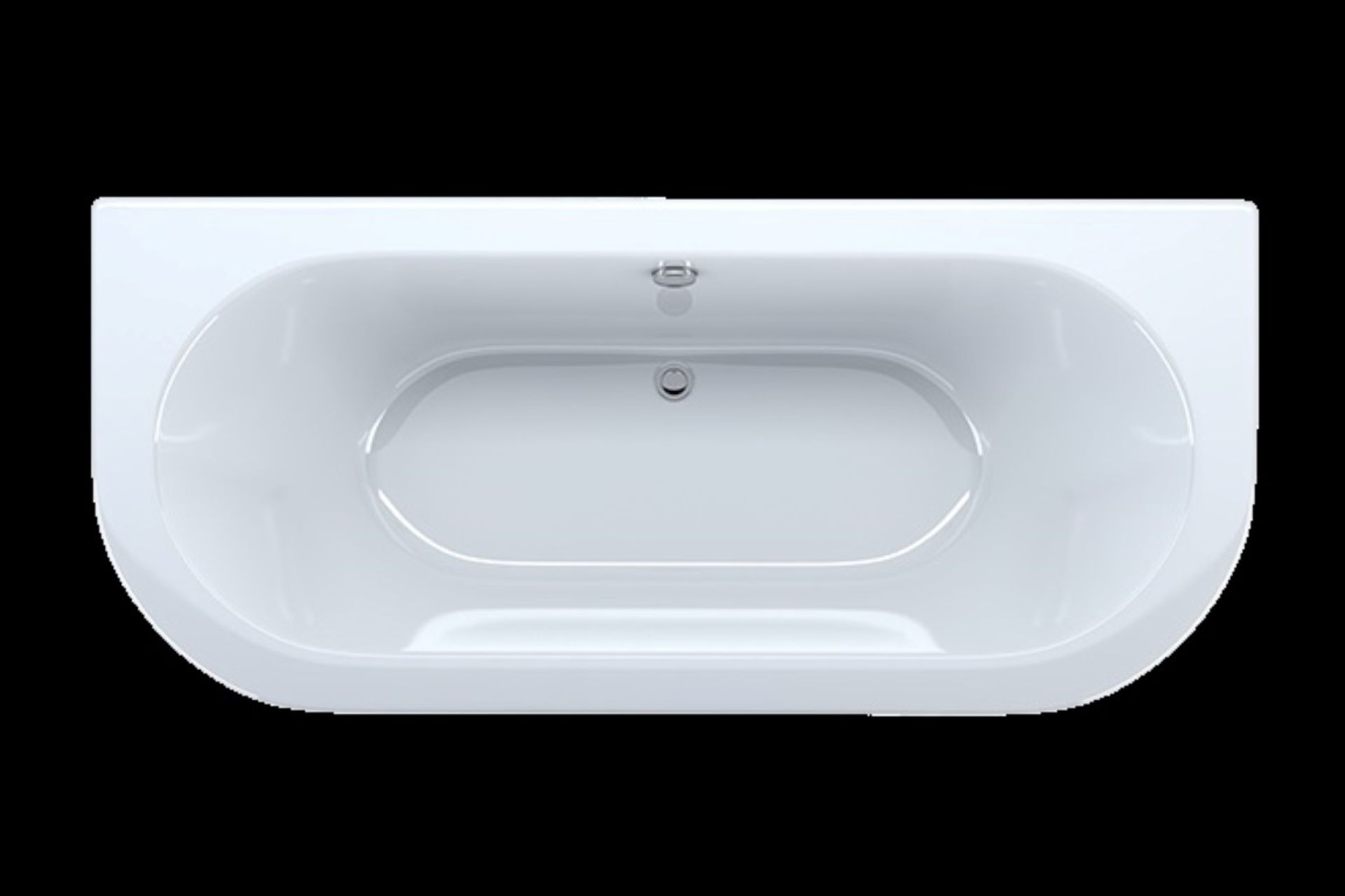 1 x Back to Wall PALLADIO D Shape Bath - Stylis Design in High Quality White Acrylic -