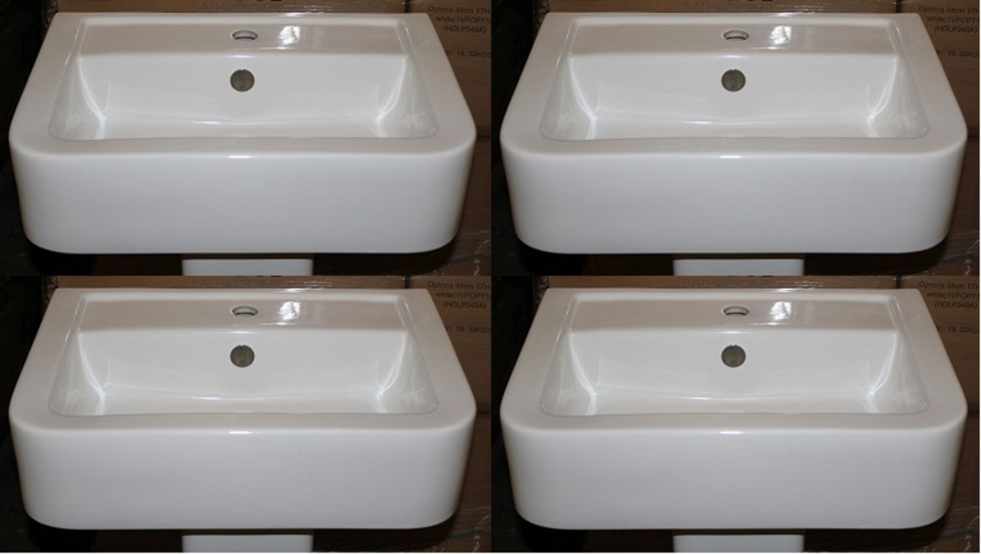 4 x Vogue Bathrooms OPTIONS Single Tap Hole SINK BASINS With Pedestals - 580mm Width - Brand New - Image 2 of 7