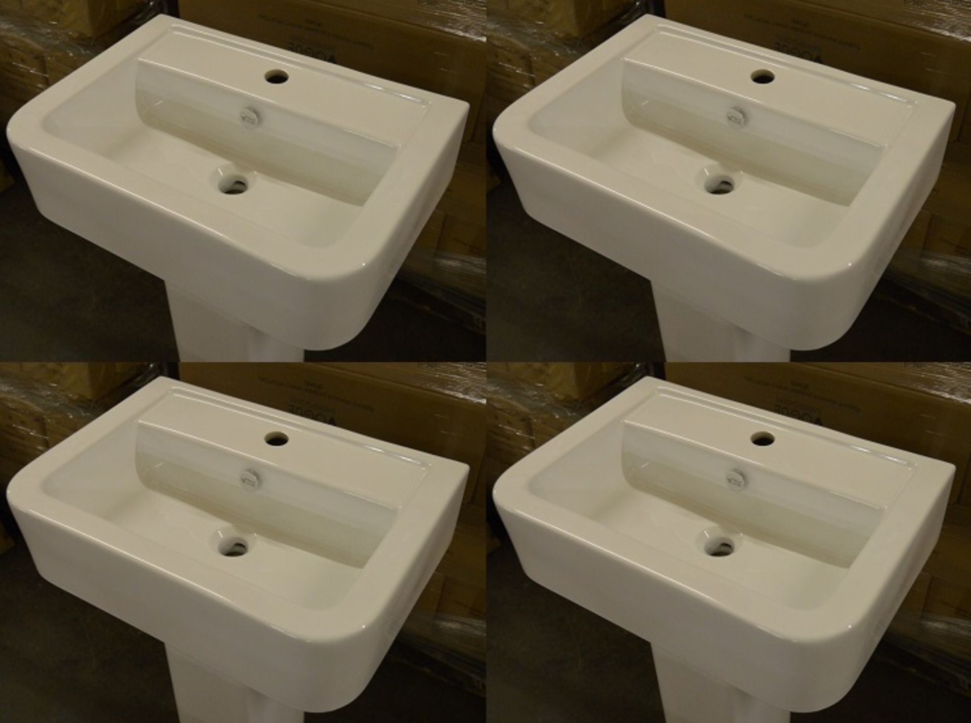 4 x Vogue Bathrooms OPTIONS Single Tap Hole SINK BASINS With Pedestals - 580mm Width - Brand New