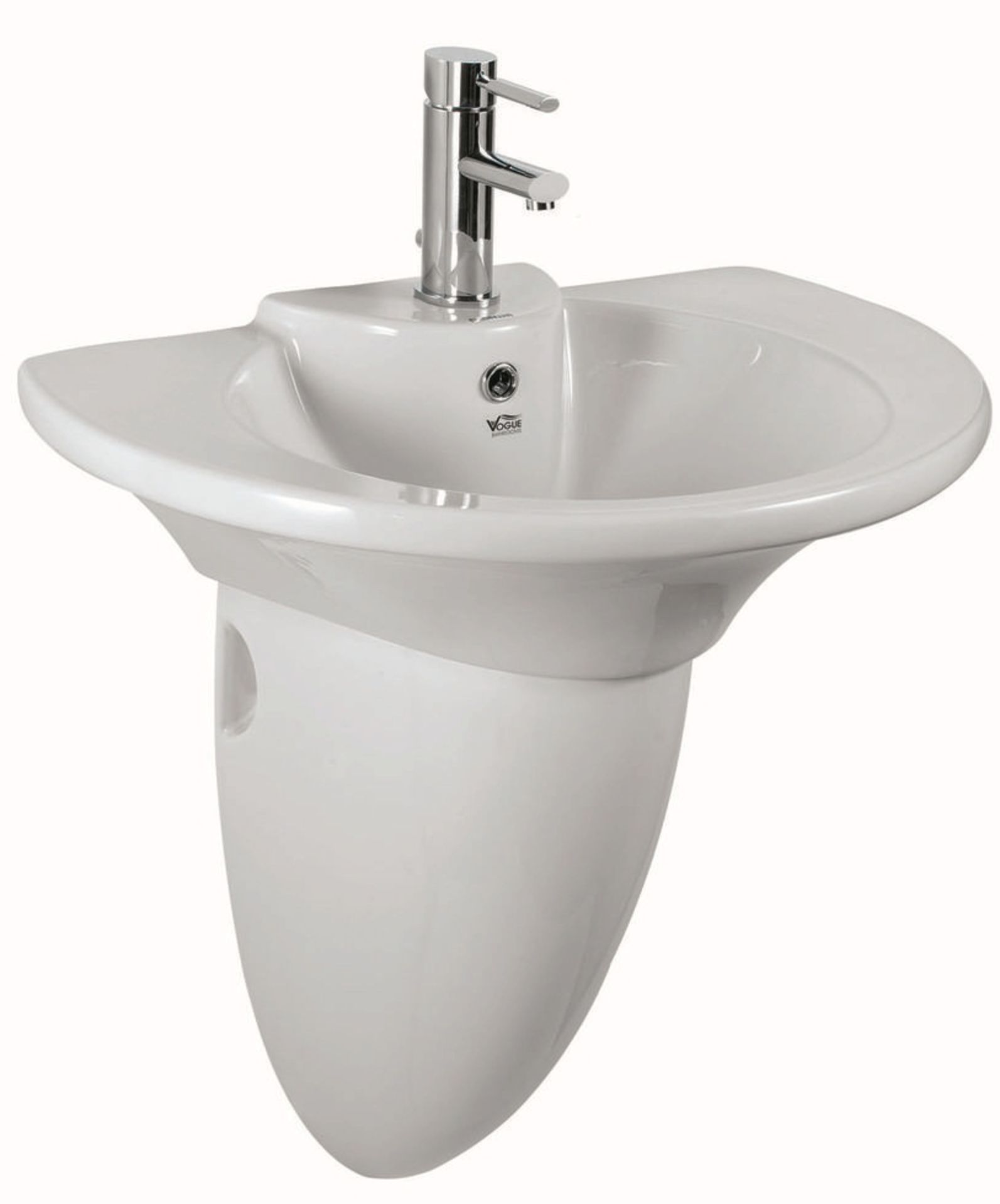 1 x Vogue Bathrooms TARIFA Single Tap Hole SINK BASIN and Pedestal - 630mm Width - Brand New and