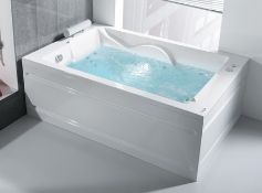 1 x Coral Designer Square Inset Luxury Large Double 2 Seater Bath - 1800x1200mm - Includes Four Side