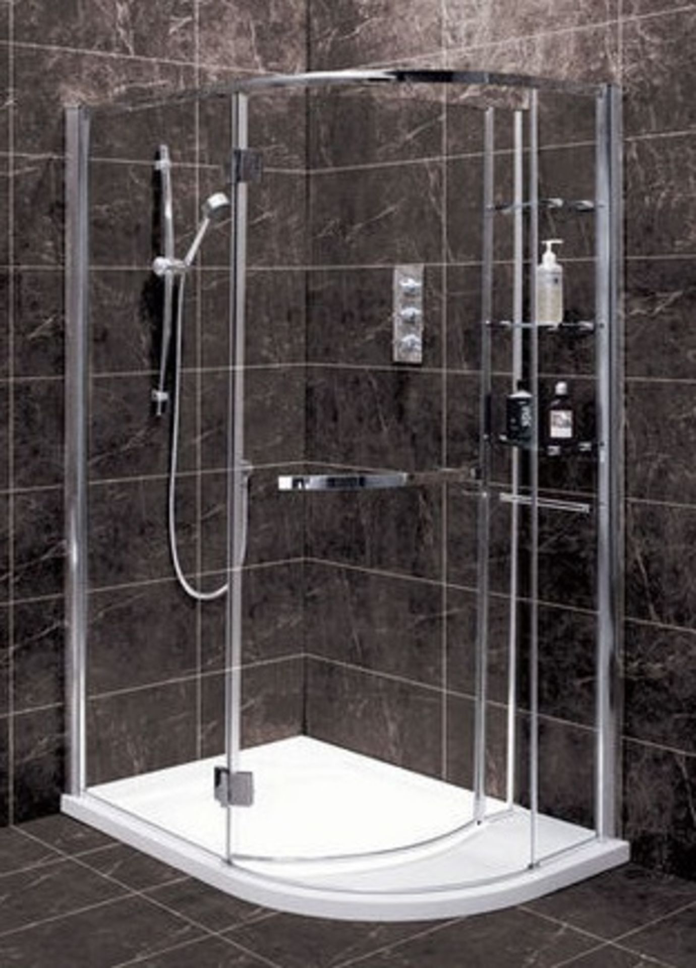 1 x Vogue Tetris Aqua Lotus Left Hand Shower Enclosure With Slimstone Stone Resin Low Profile Shower