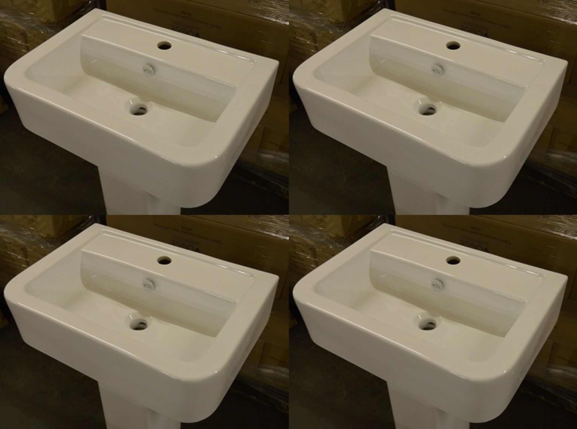 4 x Vogue Bathrooms OPTIONS Single Tap Hole SINK BASINS With Pedestals - 450mm Width - Brand New