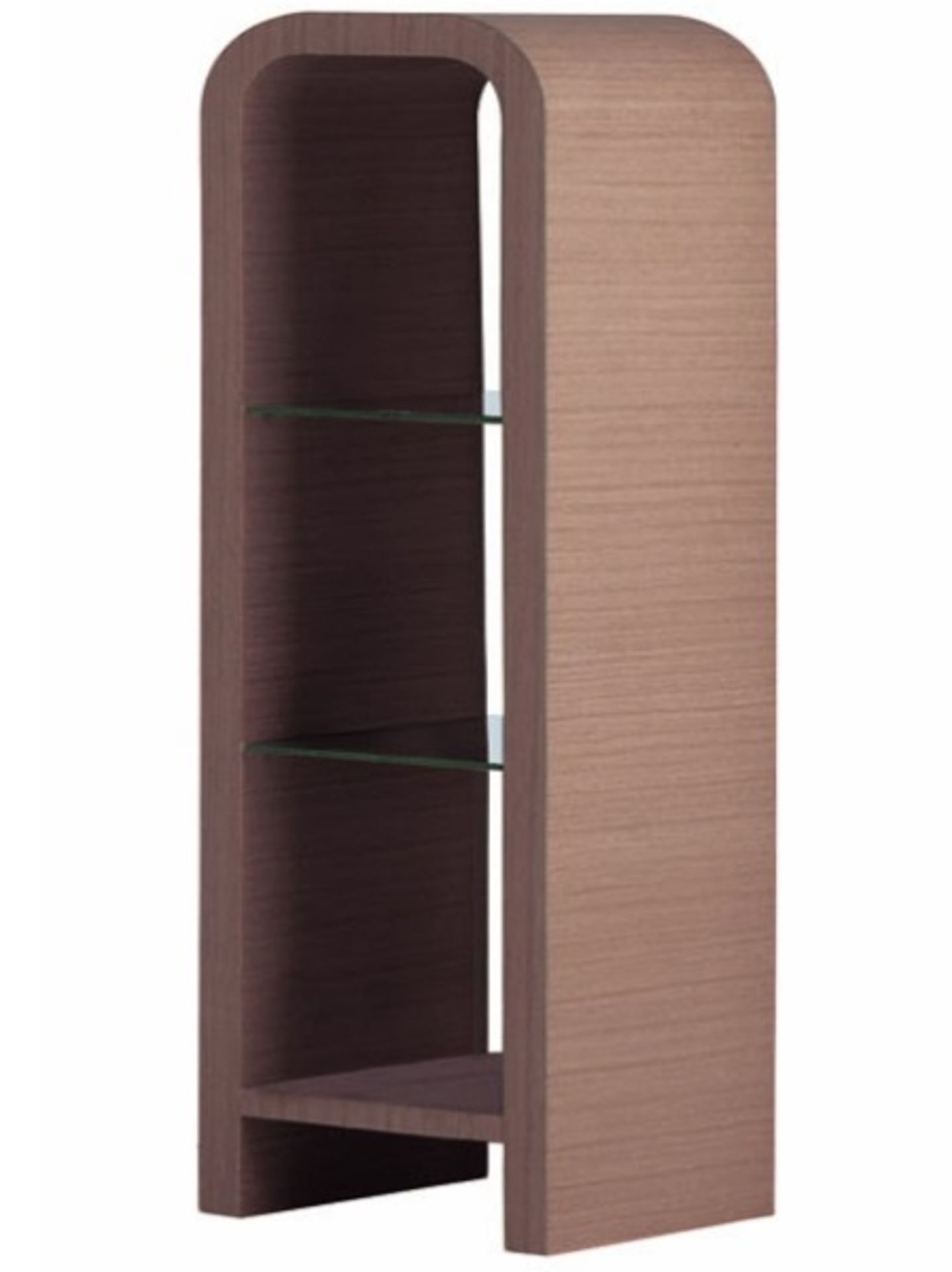 1 x Vogue ARC Series 1 Bathroom GLASS SHELF UNIT - 1400mm Height - NATURAL WALNUT FINISH - - Image 2 of 2