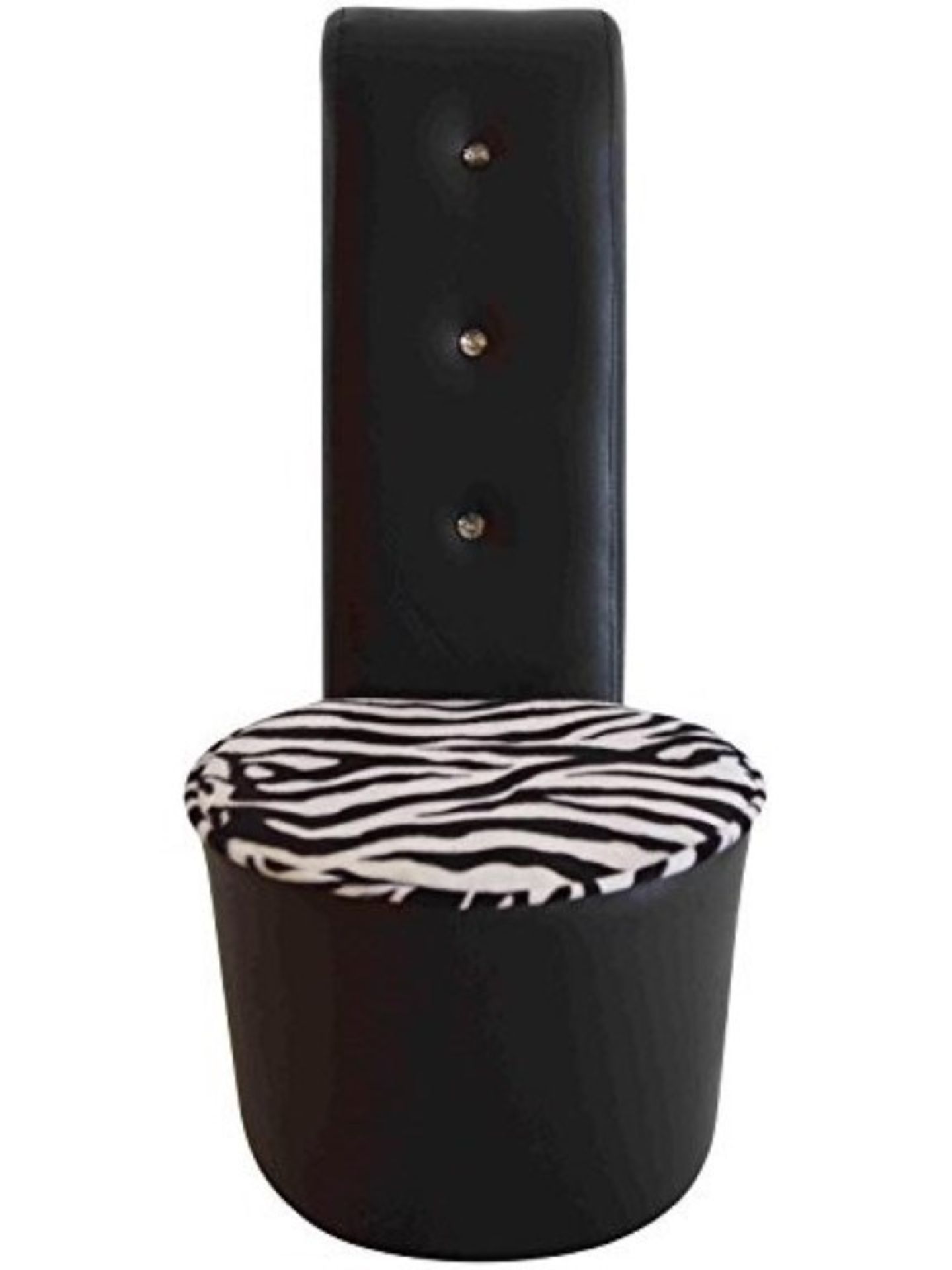 1 x Girls Black Stiletto Chair - Black Faux Leather with Diamantes & Zebra Print Design - Brand - Image 2 of 2