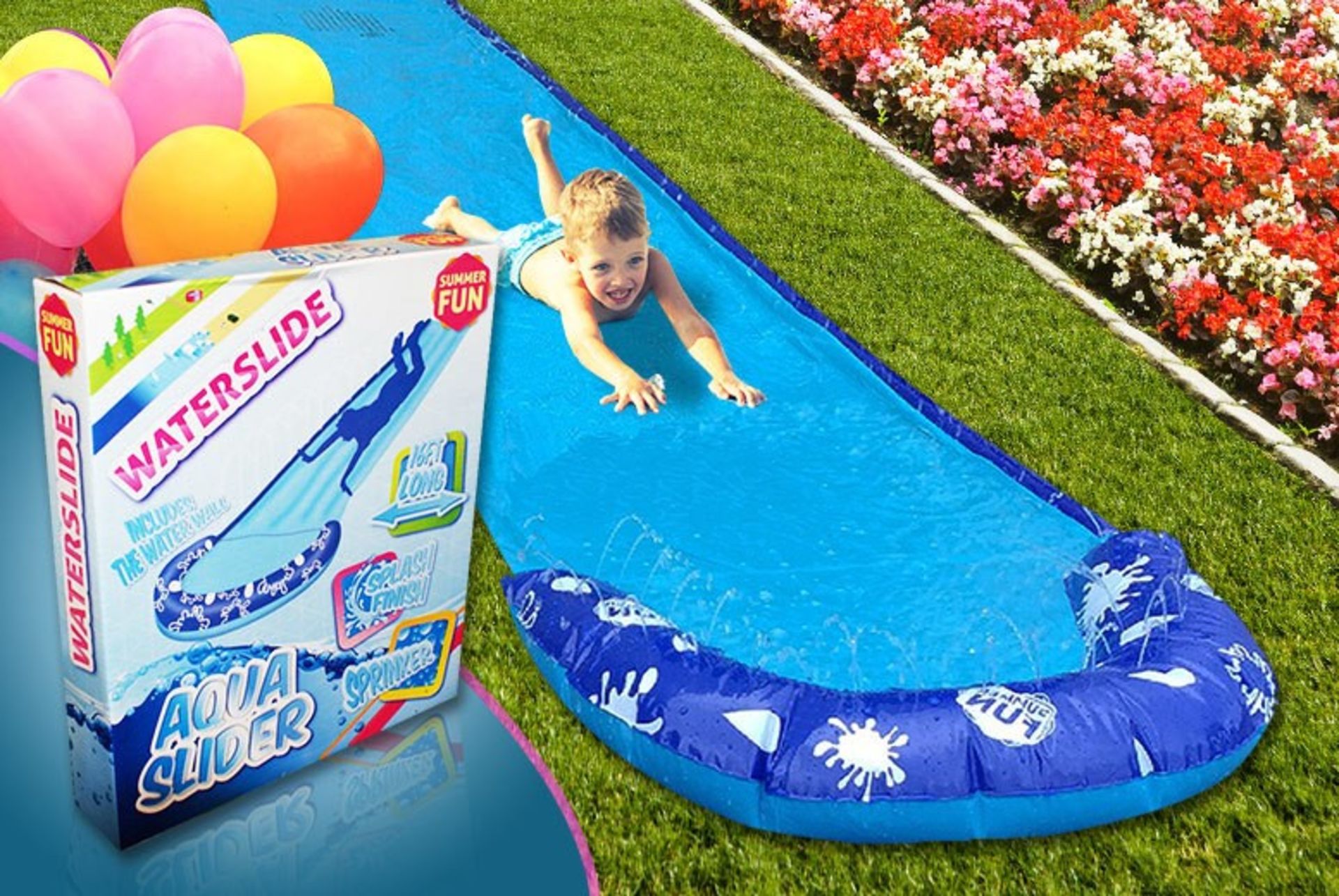 1 x "Aqua-Slider" 16ft Water Slide - Garden Slip-n-Slide Inflatable Toy - Brand New & Boxed - - Image 3 of 4