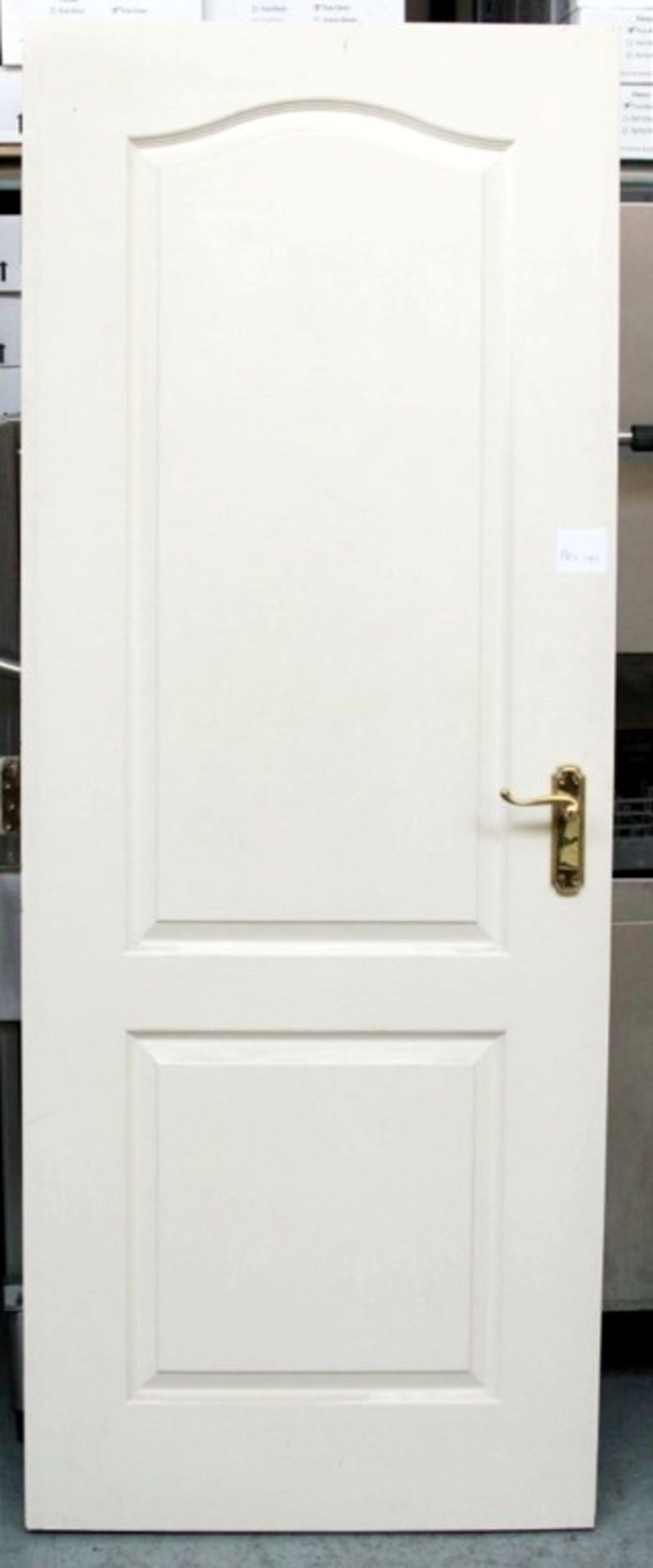 1 x Solid Wood Interior Fire Door - In Good Condition, Complete With Brass Handles and Hinges