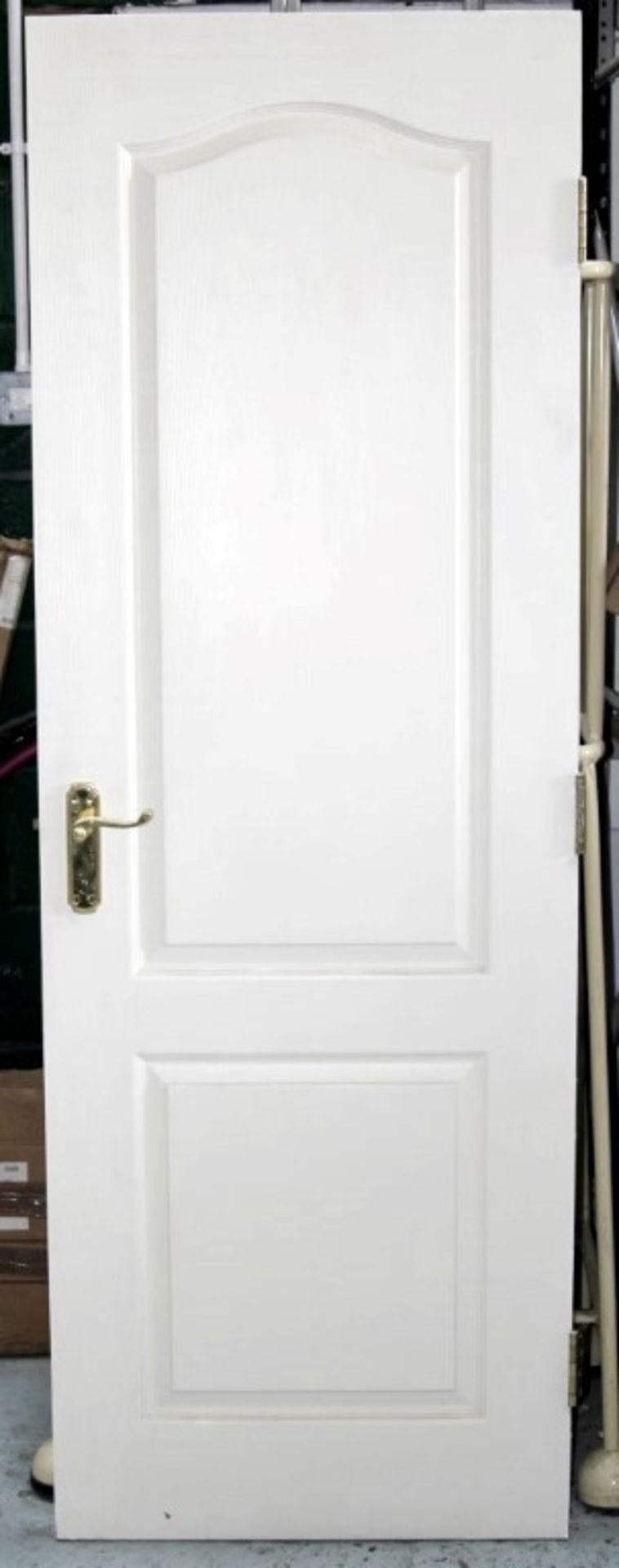 1 x Solid Wood Interior Fire Door - In Good Condition, Complete With Brass Handles and Hinges - Image 6 of 6