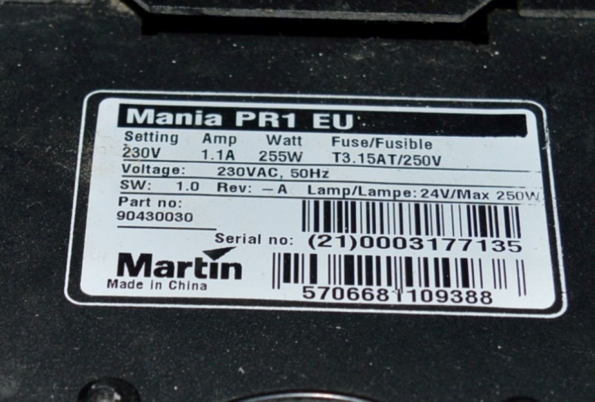 2 x Martin Mania PR1 Rotating Gobo Projector Night Club Stage Lighting Units - Untested - CL090 - - Image 3 of 4