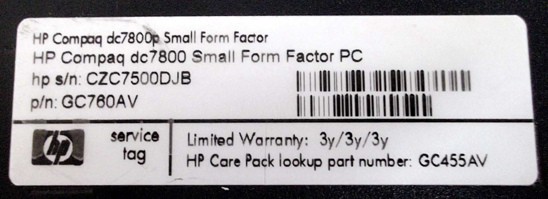 1 x HP DC7800 Desktop Computer - Intel Core 2 Duo 2.66 Ghz / 4gb Ram - HARD DISK DRIVE REMOVED - - Image 3 of 7