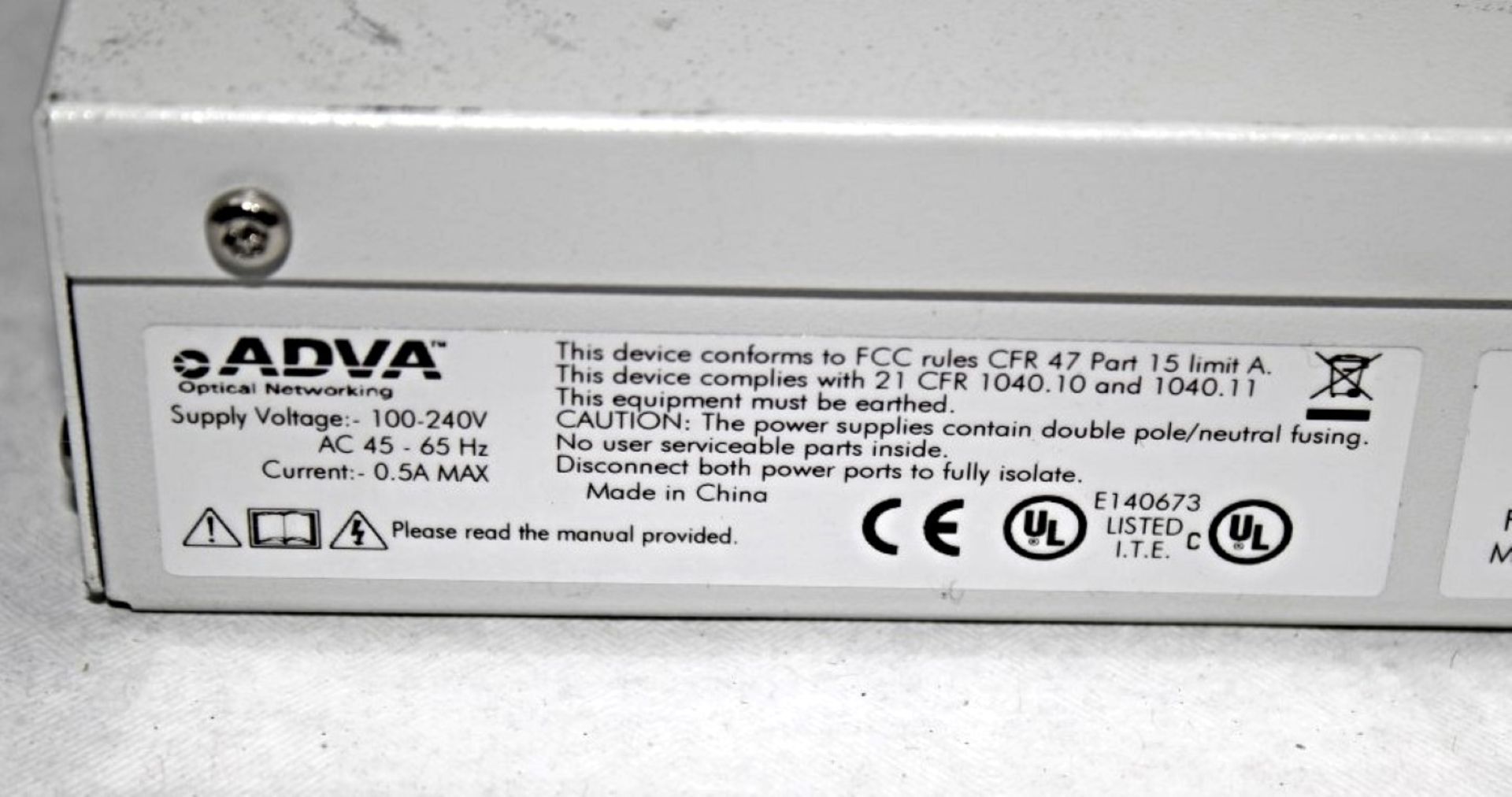 1 x Adva FSP150CP Gigabit Ethernet Optical Fibre Access Device - Working Order - Ref SB504 - CL106 - - Image 4 of 6