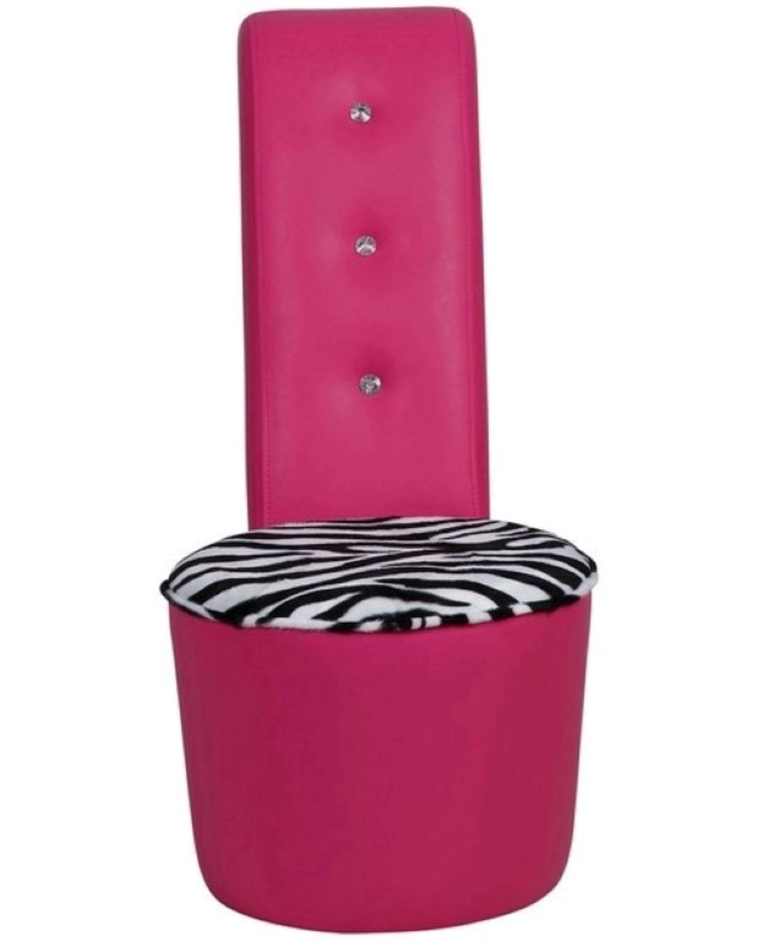 1 x Girls PINK Stiletto Chair - Black Faux Leather with Diamantes & Zebra Print Design - Brand New & - Image 2 of 2