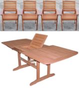 5-Piece Garden Furniture Set Includes 1 x Table Extending (Rectangular) & 4 x Armchairs - Made