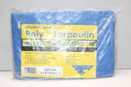 2 x Packs Of Waterproof POLY TARPAULIN - 2 Sizes Supplied  - Colour: Blue - Both New & Sealed - Ref: