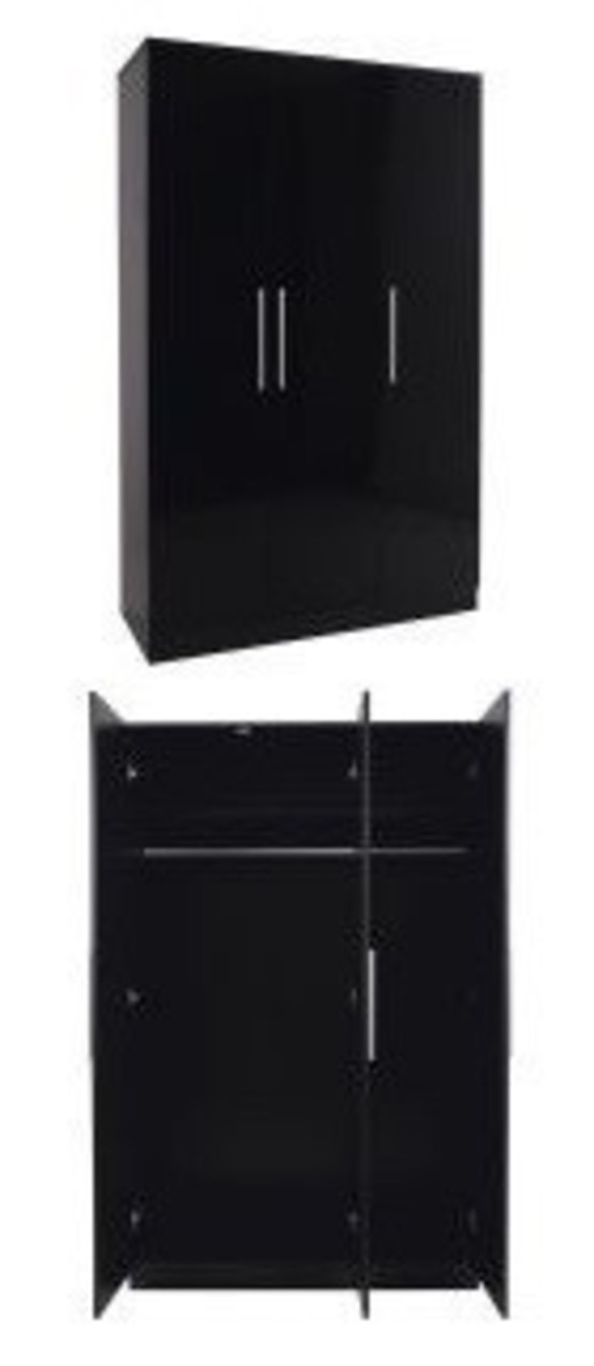 1 x Toronto Caspian Black Gloss Bedroom Furniture - 3 Piece Set - Includes: 3 Door Wardrobe, Large - Image 3 of 3