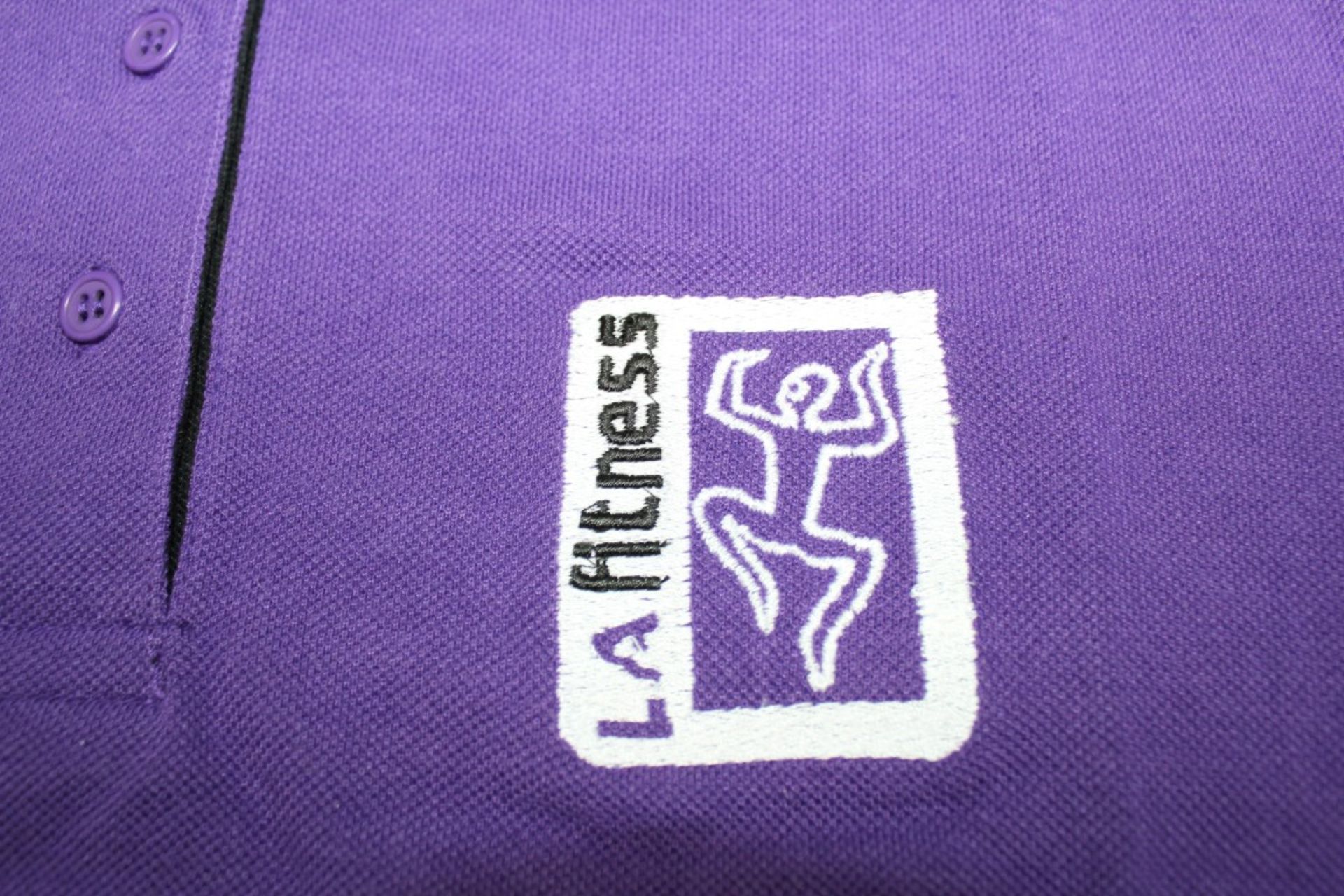 23 x LA FITNESS Branded Ladies Polo Shirts - All X-Large - Colour: Purple / Black - New & Sealed - Image 3 of 4