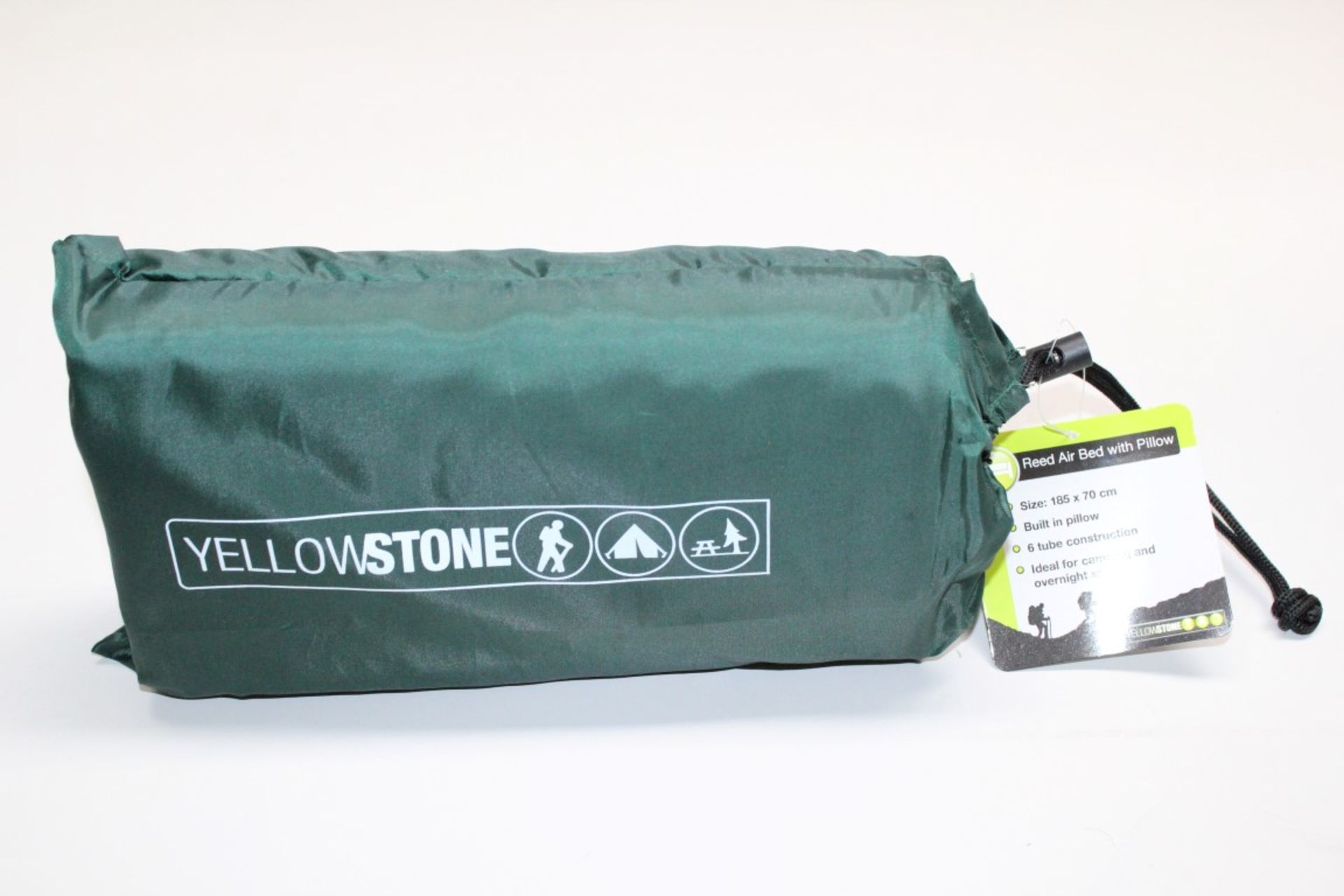 1 x Yellowstone Backpacker 6-Reed Air Bed with Pillow - Colour: Green - Bed and pillow included - - Image 2 of 2