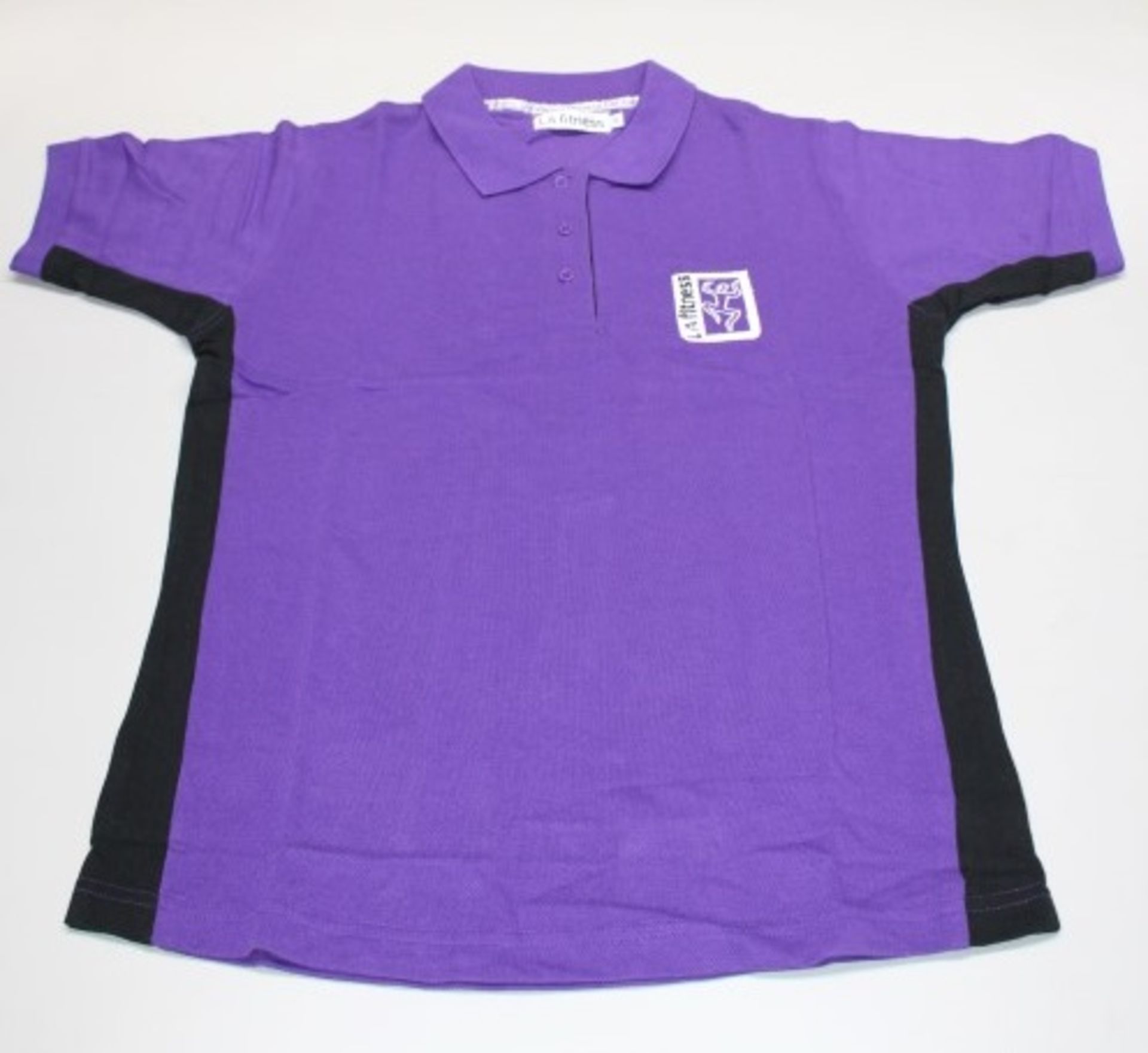 23 x LA FITNESS Branded Ladies Polo Shirts - All X-Large - Colour: Purple / Black - New & Sealed