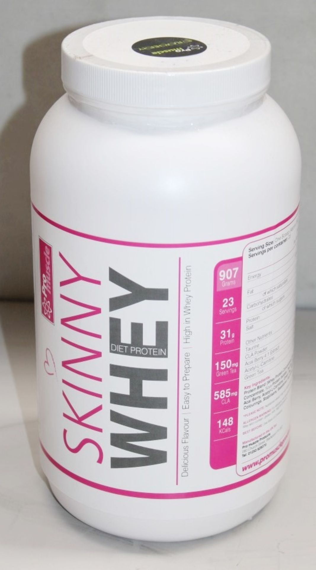 1 x ProMuscle "Skinny Whey" Food Supplement - (907g = 23 servings) - Strawberry Flavour - New Sealed