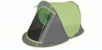 1 x Yellowstone Fast Pitch 2-Man Pop-up Tent In Green (TT010) - Fire Retardant - Waterproof -