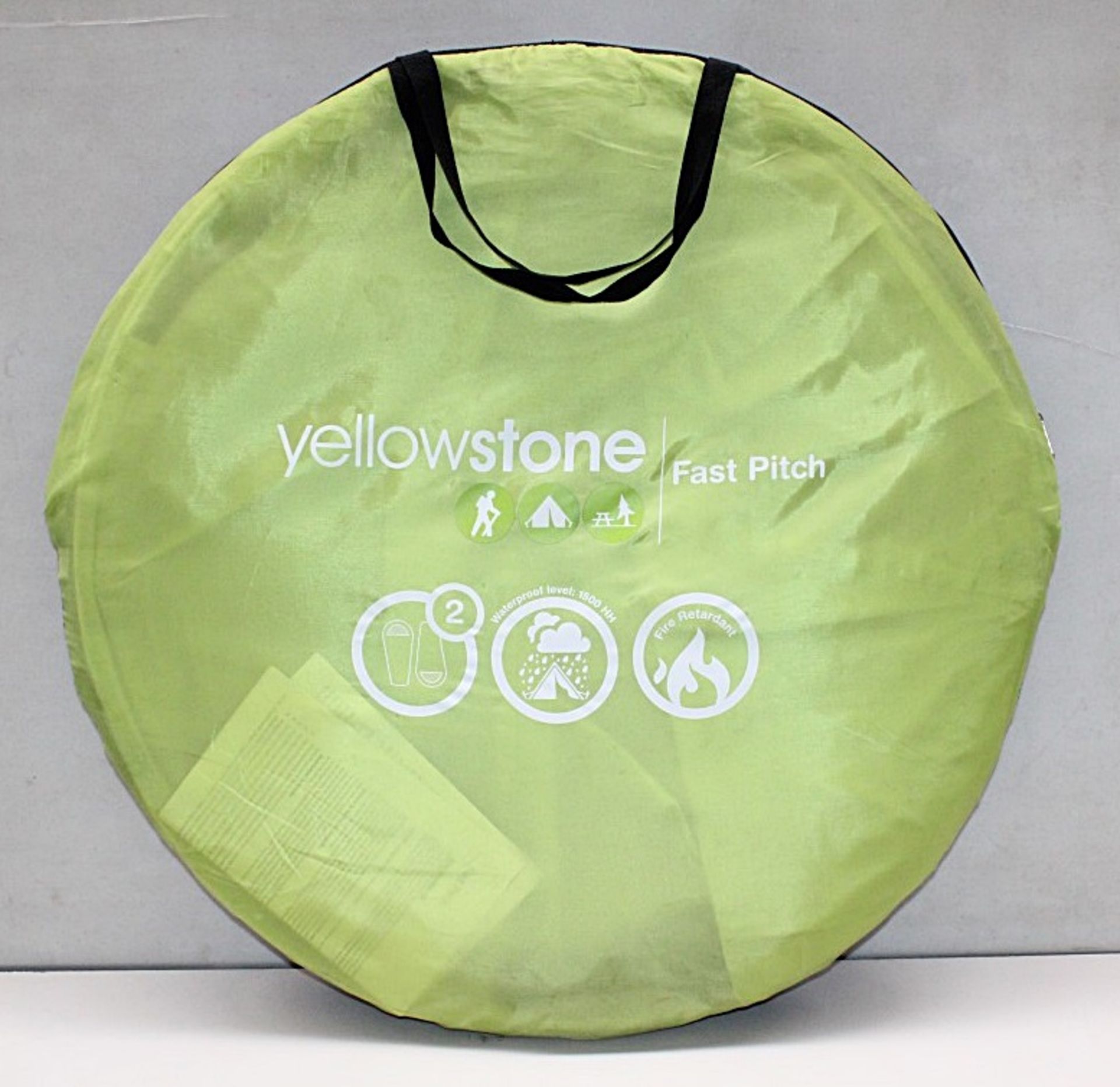 1 x Yellowstone Fast Pitch 2-Man Pop-up Tent In Green (TT010) - Fire Retardant - Waterproof - - Image 2 of 5