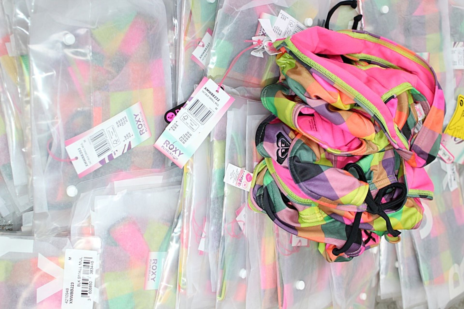 30 x Pairs Of ROXY Bikini Bottoms - Size: Small - All New, In Retail Pakaging - Resale Ready, With