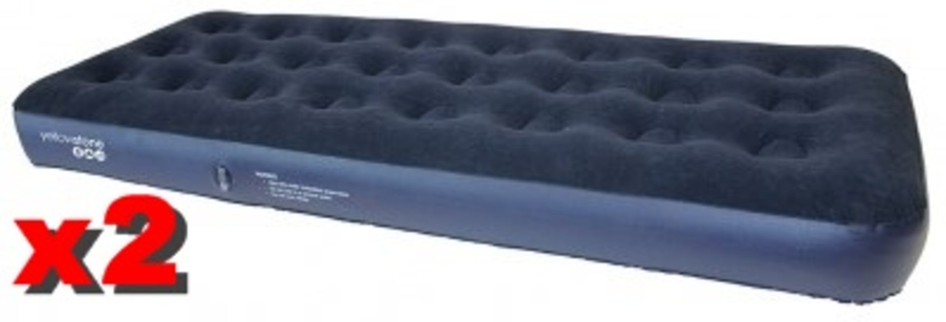 2 x Yellowstone Deluxe Single Flocked Airbeds - Both Blue - Brand New & Boxed  -  Ref: JIM022 - - Image 3 of 3