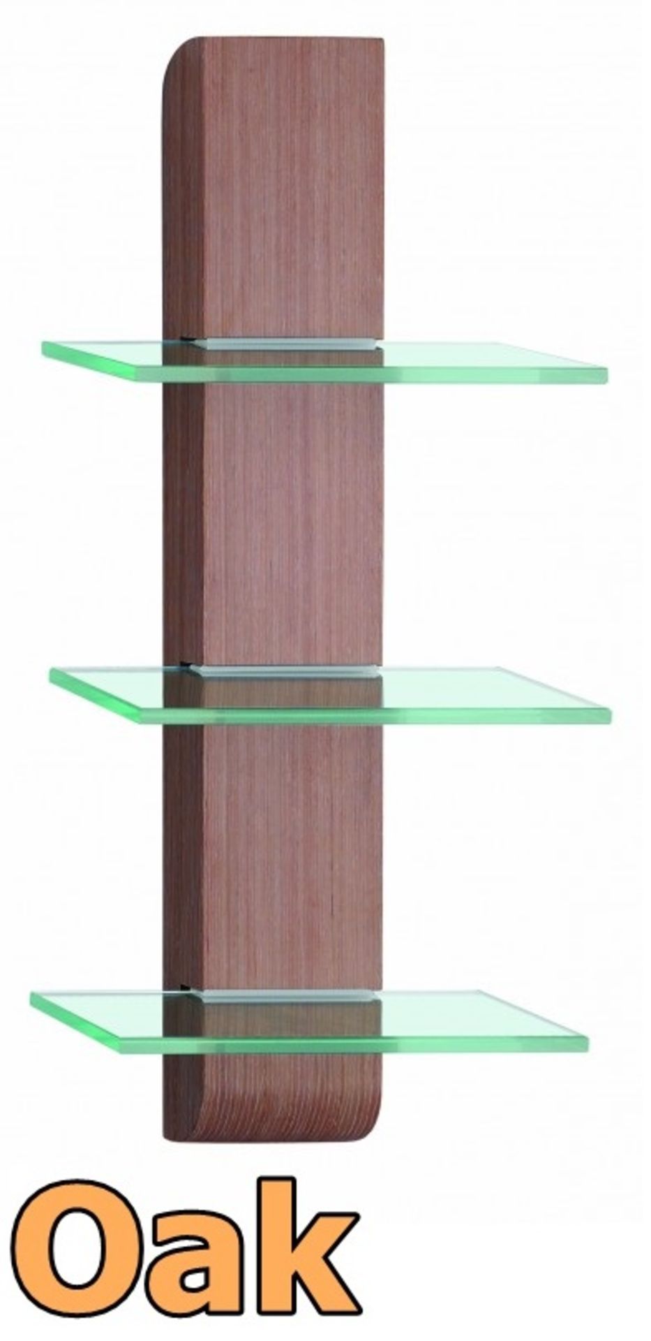 1 x Vogue ARC Series 1 Wall Mounted 3 Tier GLASS SHELF In LIGHT OAK - Manufactured to the Highest