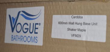 1 x Vogue Bathrooms CARDOBA 600mm Wall Hung Base Unit - Shaker Maple - Product Code VFM29 - New